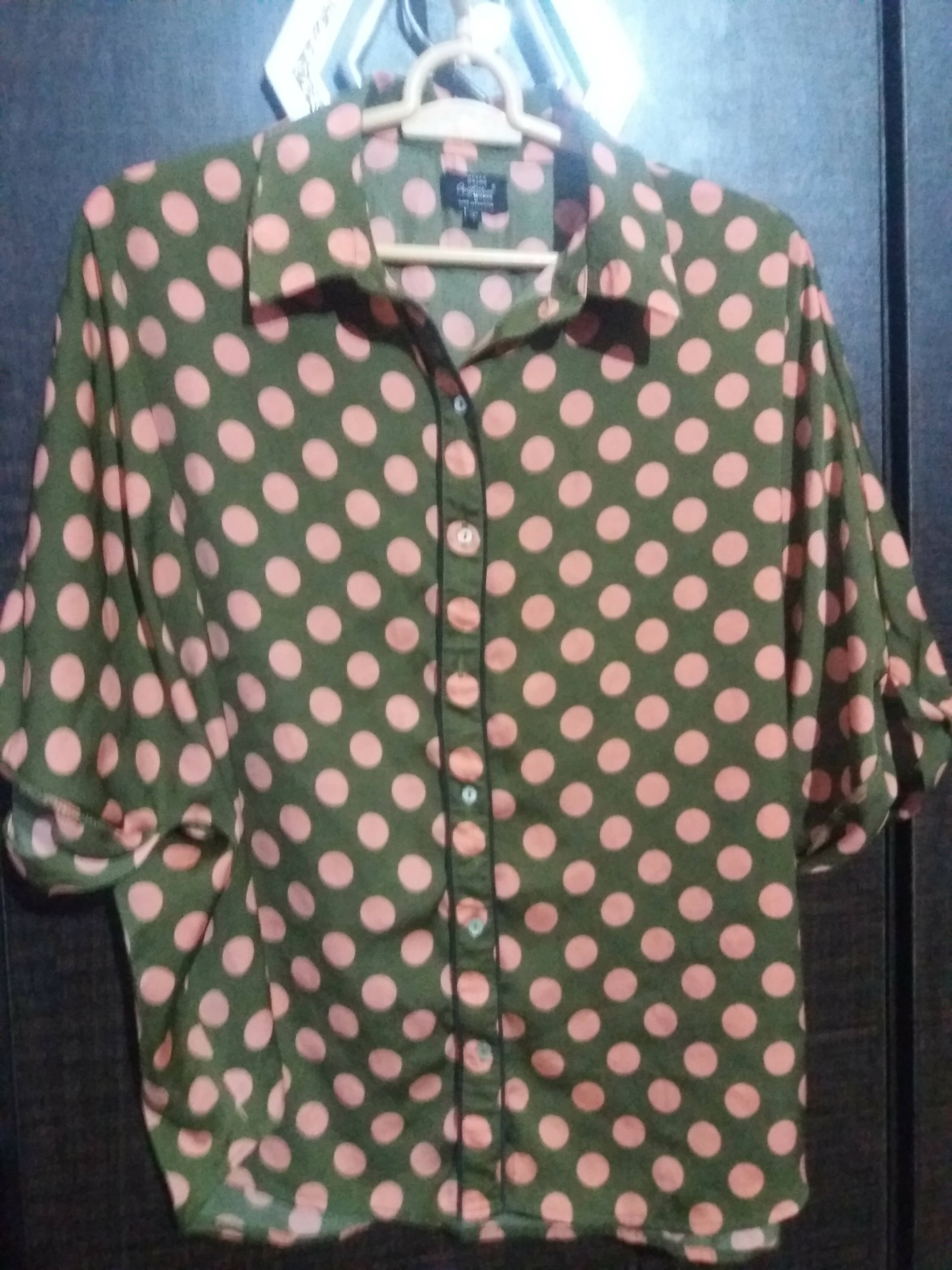 Outfitters | Black Pink Polka dots button down shirt | Women Tops & Shirts | Worn Once