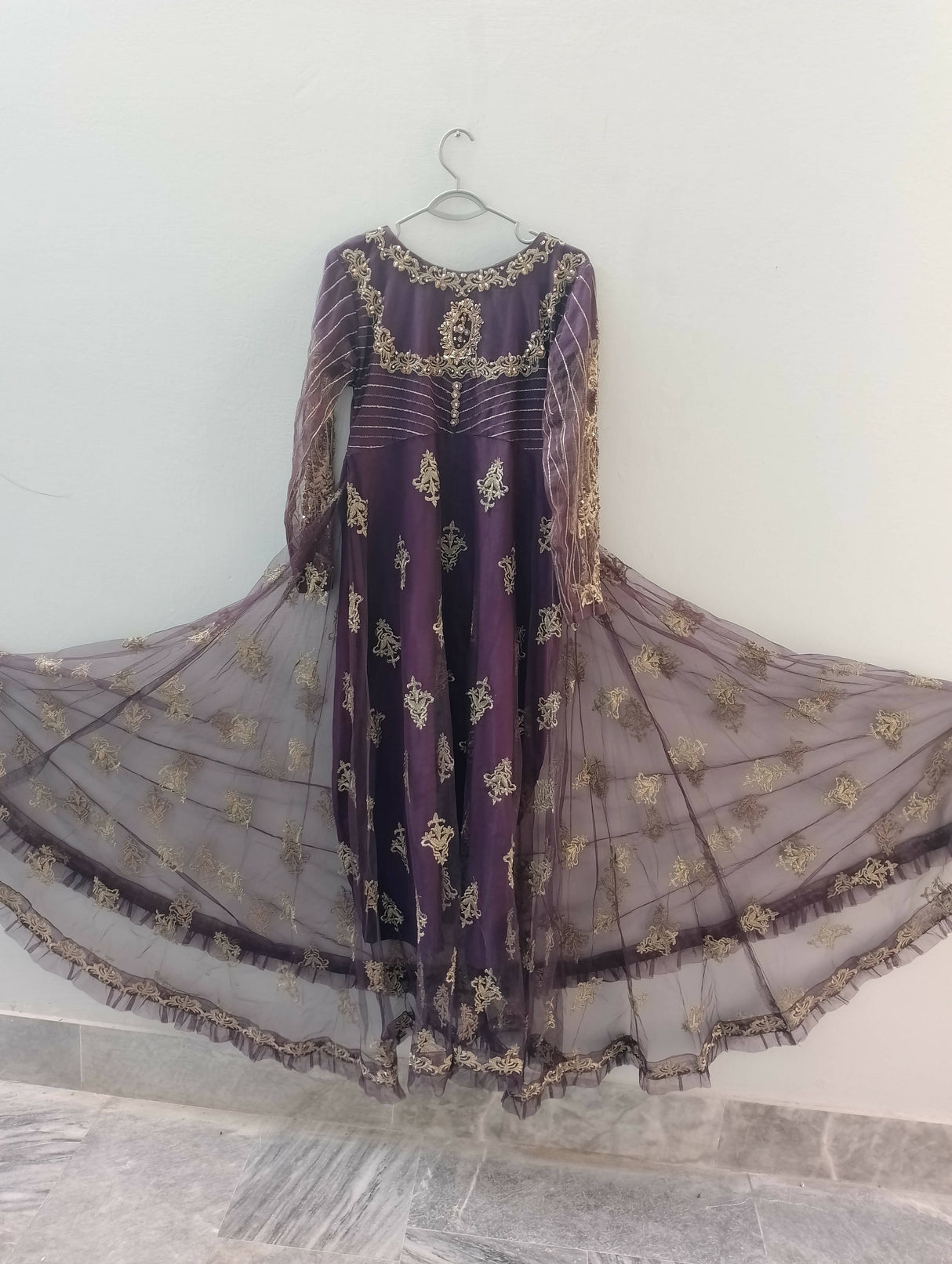 Stylish Net Embroidered Maxi | Women Frocks & Maxis | Medium | Worn Once