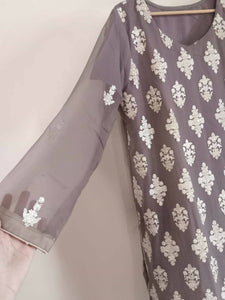 Grey Formal 3 pcs suit embroidered | Women Kurta | Brand New