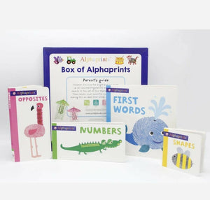 Box of Alphaprints 4 book set (First Words, Opposites, Numbers, Shapes)