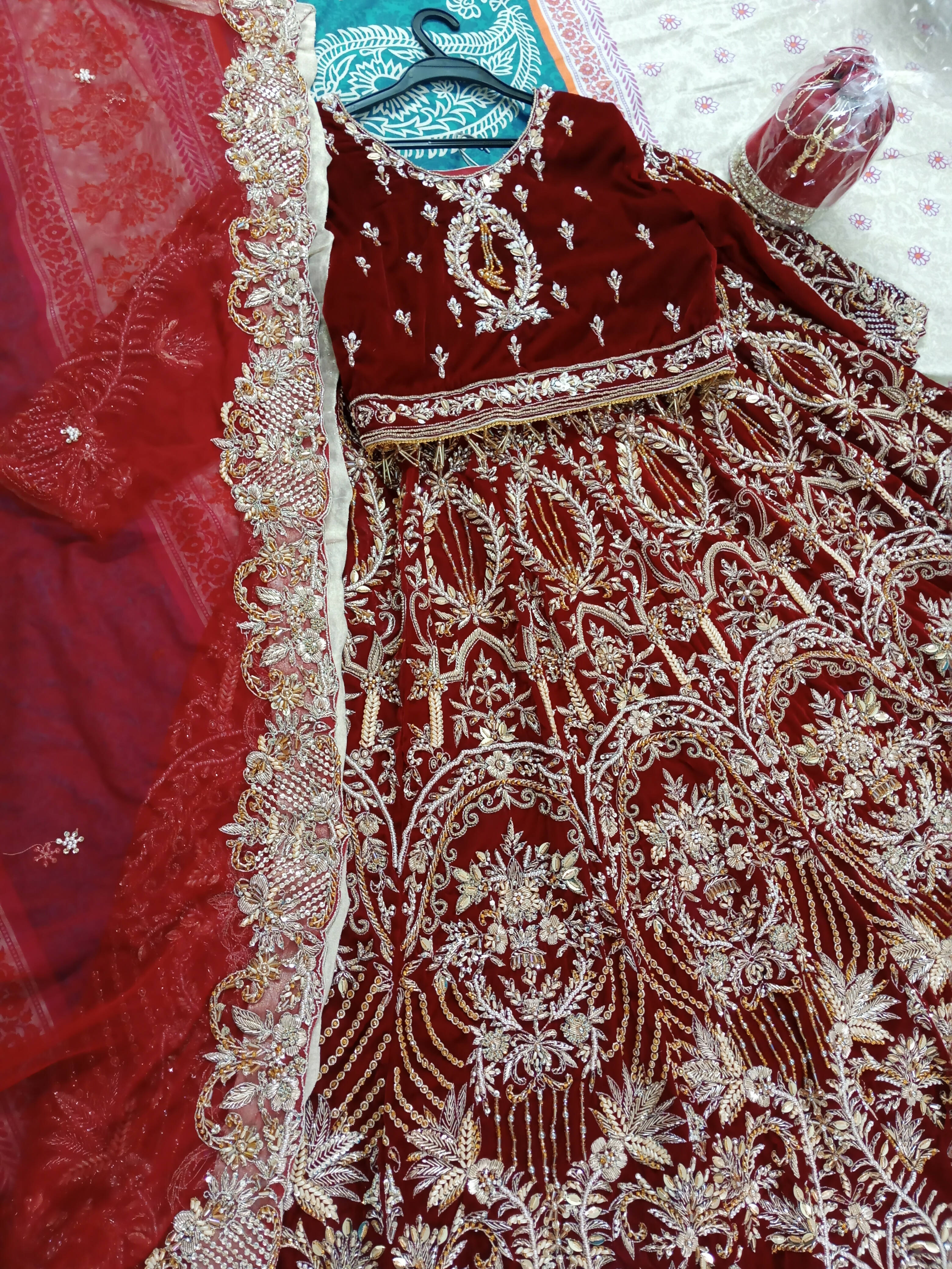Red Bridal Velvet Lehnga | Women Bridals | Worn Once