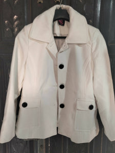 White Woolen Coat (Size: Medium) | Women Sweaters & Coats |Brand New