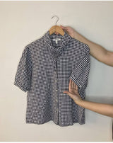 Koton | Black Button Up Checkered Shirt | Women Tops & Shirts | Small | Preloved
