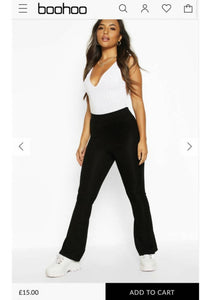 Boohoo | Petite Ribbed Flared Pants | Women Bottoms & Pants | X Small | Brand New with Tags