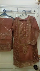 3 Pc Organza Suit | Women Kurtas & Shalwar Kaneez | Small | New