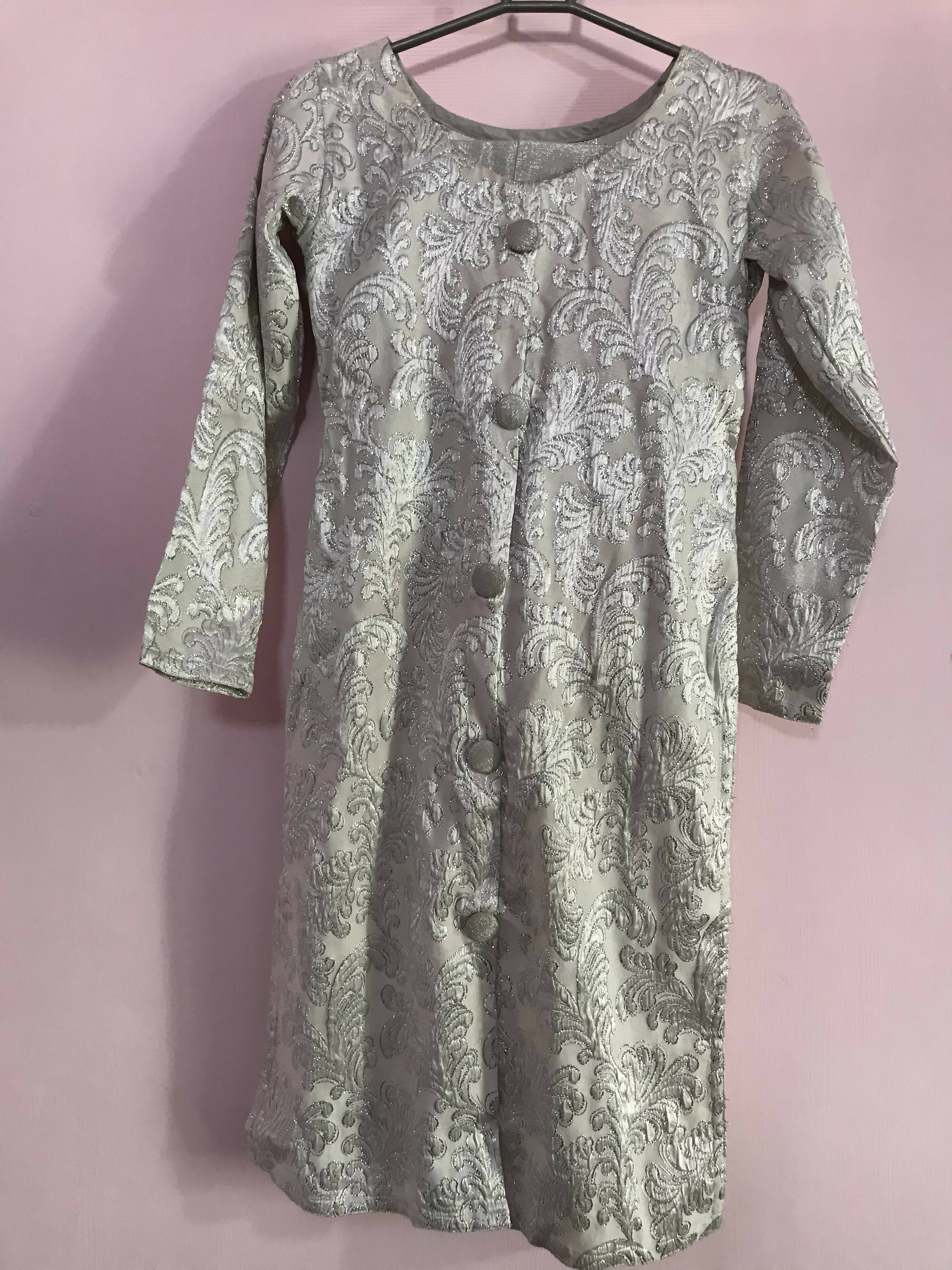 Silver formal 2 PC Suit | Women Locally Made Formals | Small | Preloved