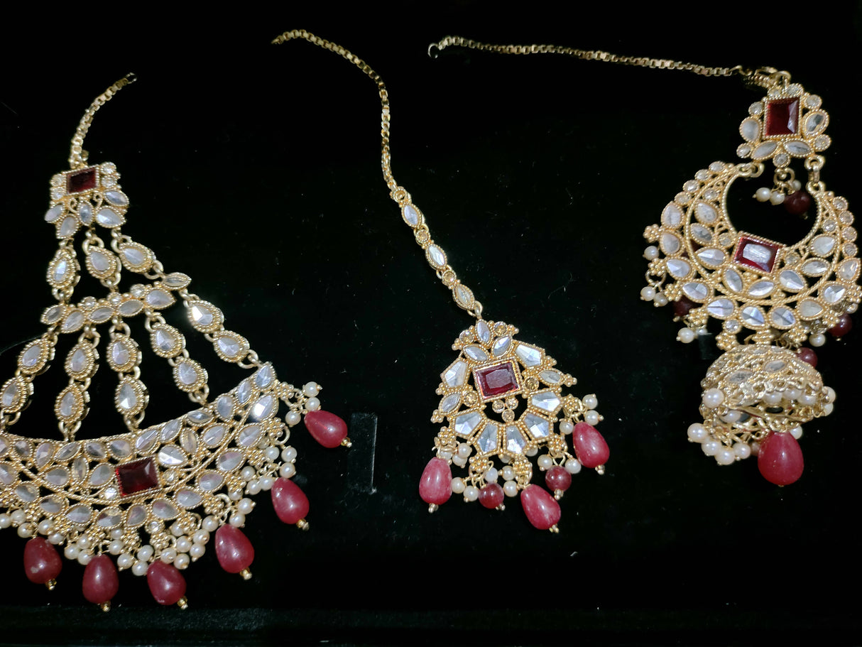Deep Red Bridal jewelry | Women Jewelry| Worn Once