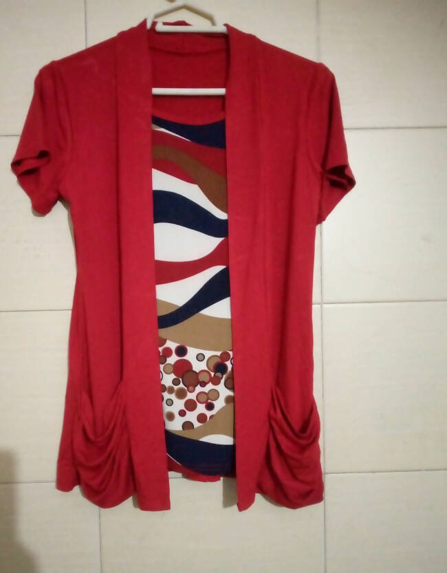 Red Double Shirt | Women Western | Small | Preloved