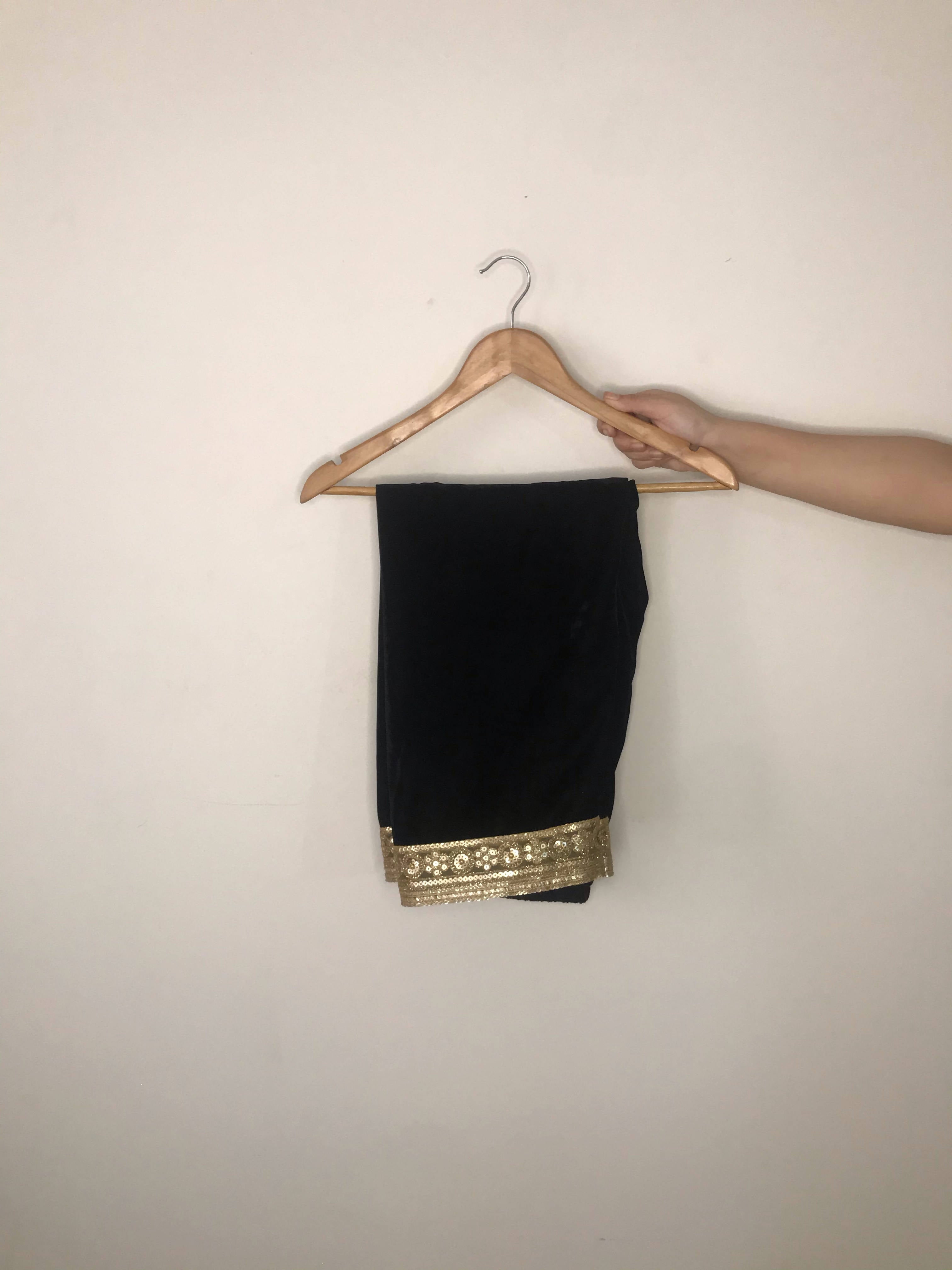 Black Formal 3 Piece Suit | Velvet Suit W Chiffon Dupatta | Women Formal Suit | Worn Once
