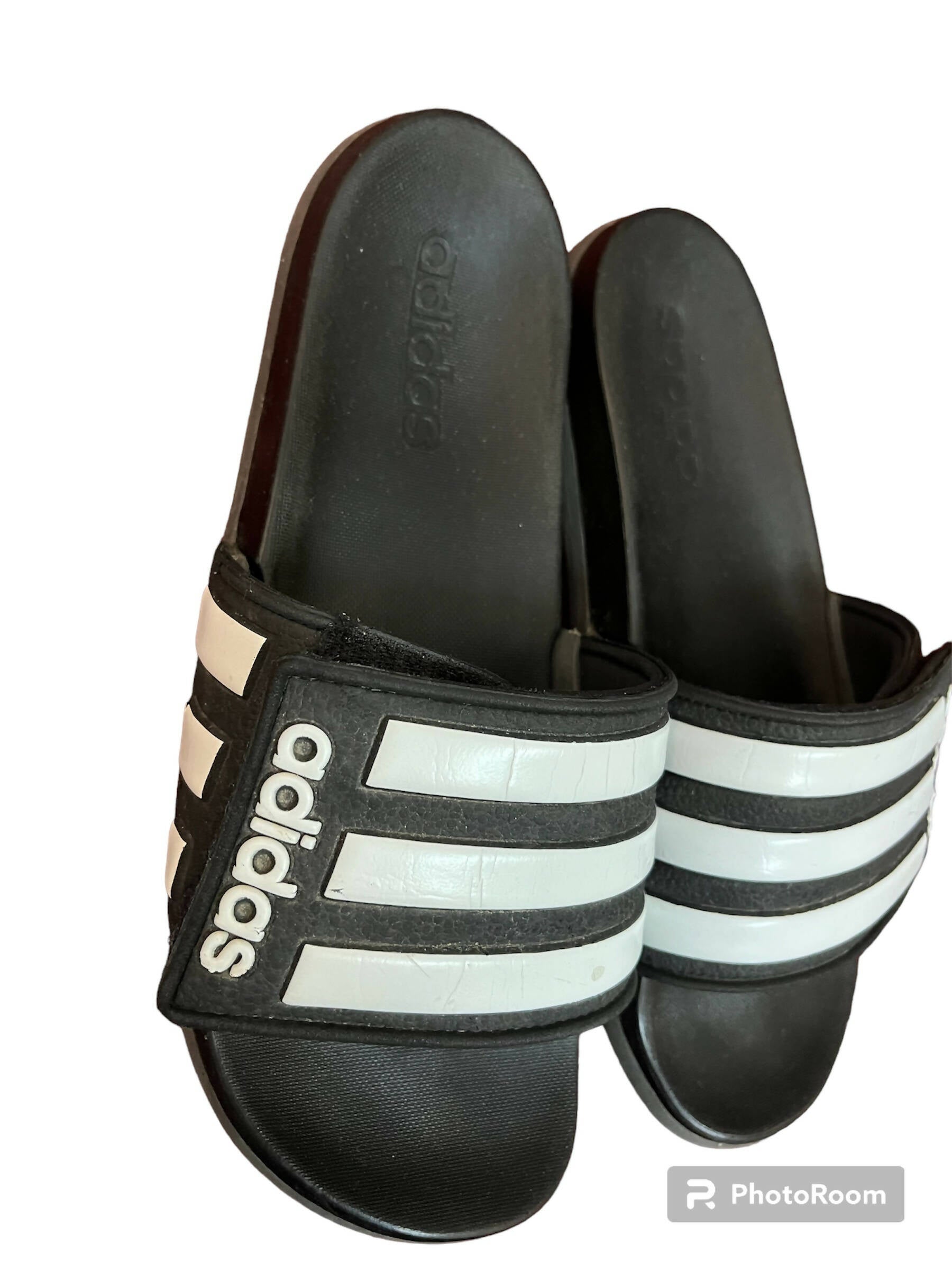 Adidas | Black White Adilette Comfort Adjustable Slides | Men Accessories & Footwear | Worn Once