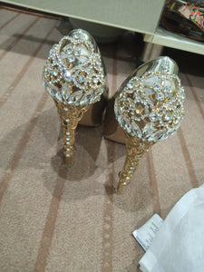 Gold Pencil heels | Women Shoes | Worn Once