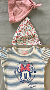 Minnie Minors | Shirt With Pack of 2 Caps ( For 1-5 Months Baby ) | Baby Tops & Shirts | Worn Once