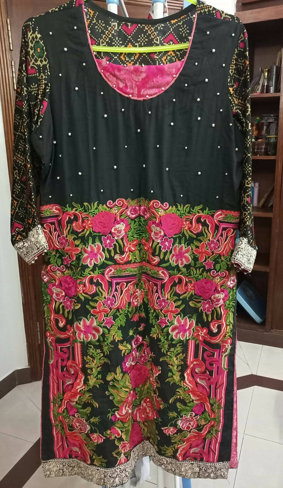 Khaadi | Green Embroidered shirt | Women Formals | Preloved