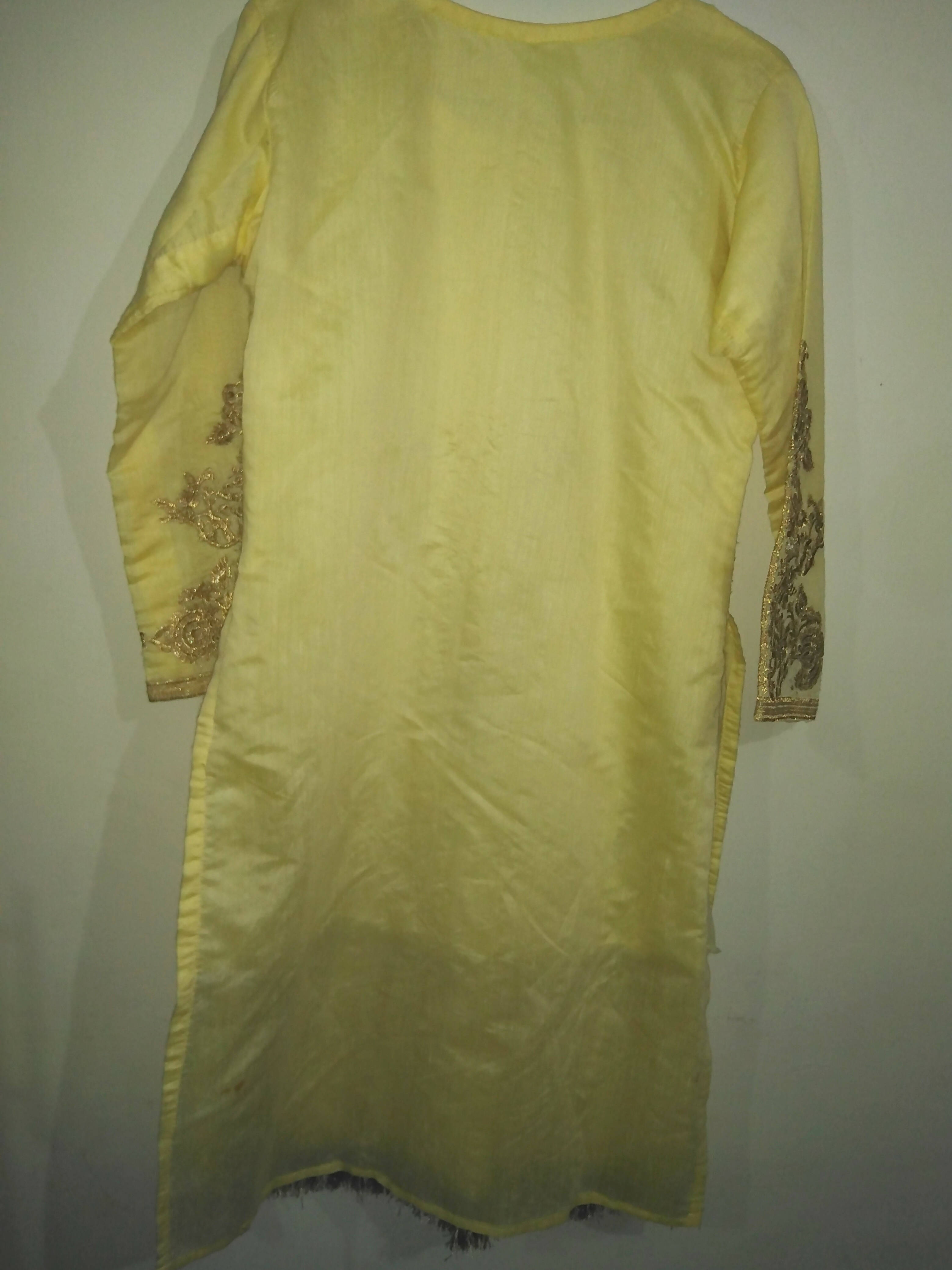 Lemon Fancy Hand & Machine Embroided Kurta | Women Locally Made Kurta | Small | New