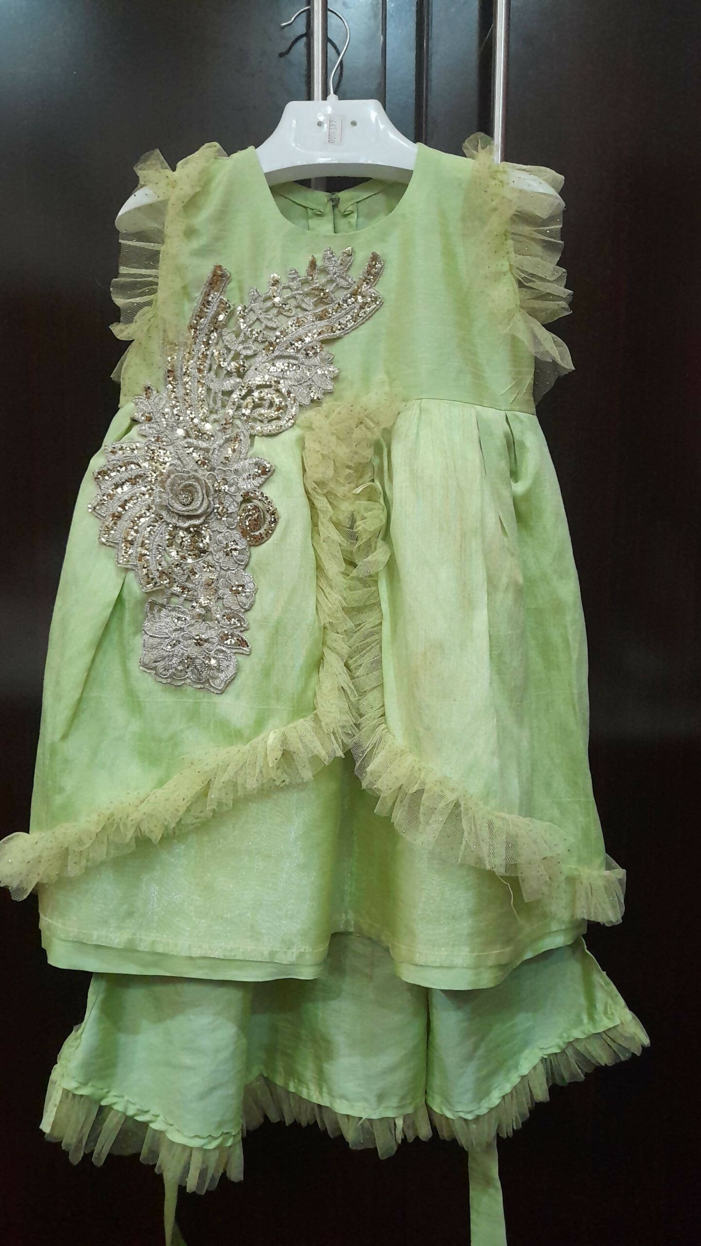 Light Green Girls Frock (Size: Suitable for 2 years Girls ) | Girls Skirt & Dresses | Worn Once