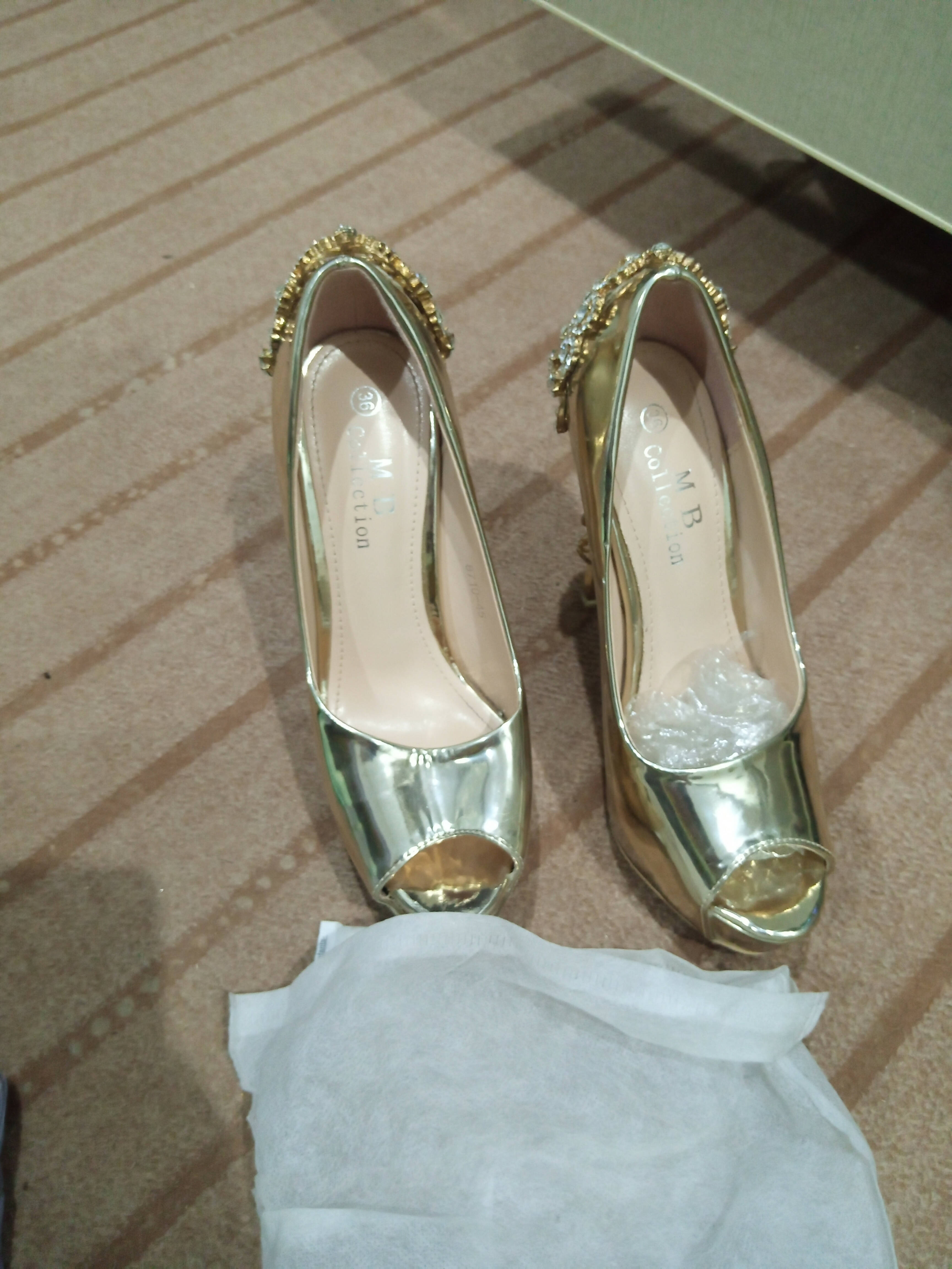 Gold Pencil heels | Women Shoes | Worn Once