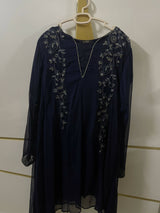 Lakhany | Royal Blue Embroidered Frock | Women Frocks & Maxis | Large | Preloved