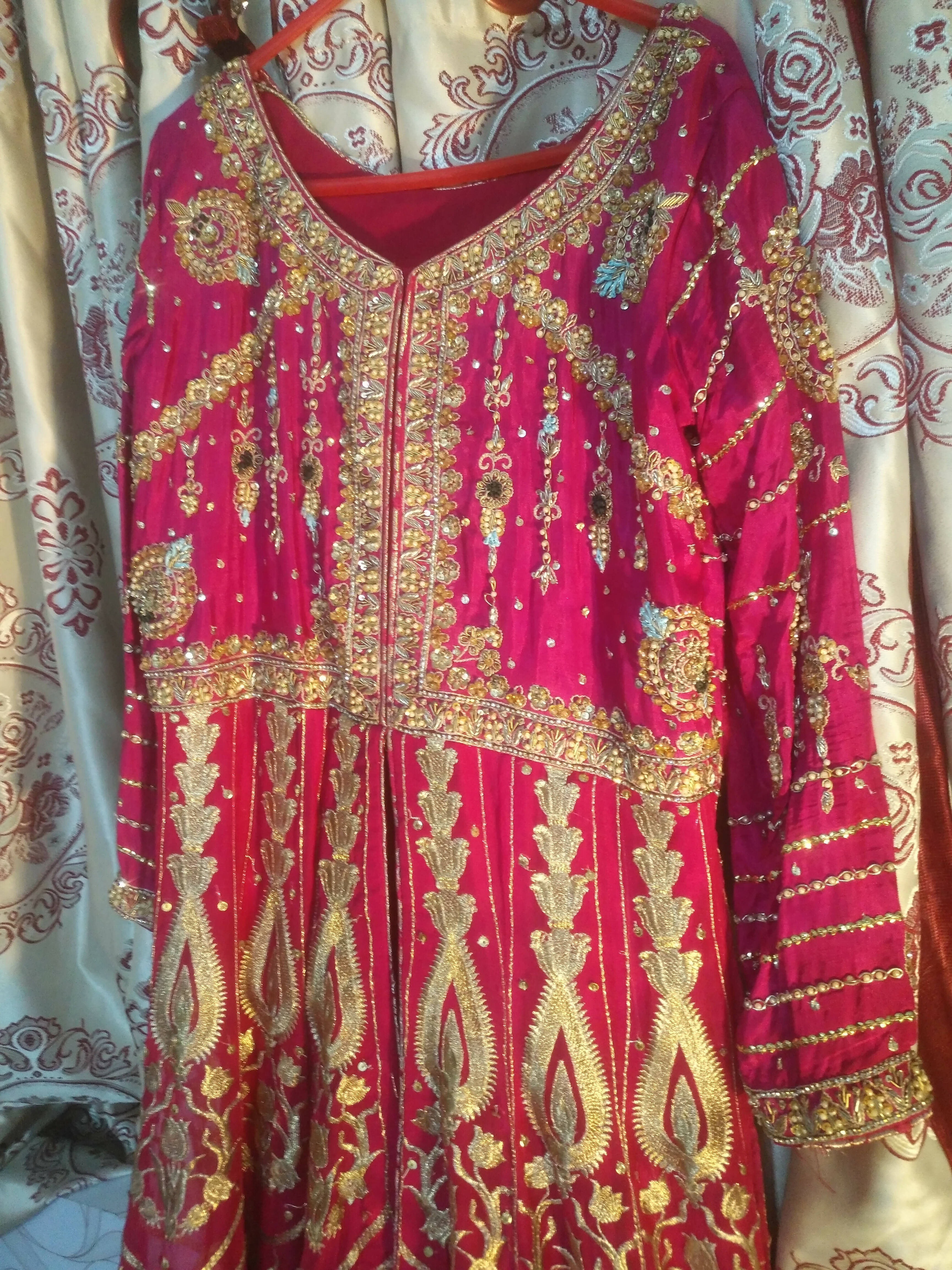 Embroided Maxi with Banarsi Sharara | Women Locally Made Formals | Small | Preloved