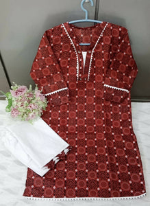 Ajrak Cotton 2 Pc Suit | Women Locally Made Kurta | Medium | New