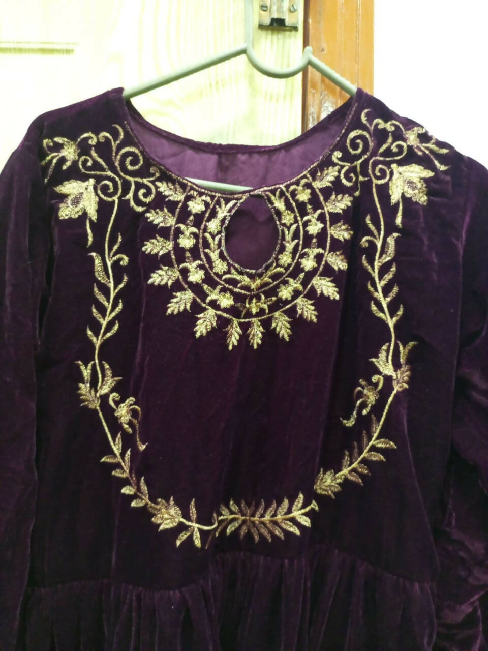 Stylish Mehroon Velvet Long Frok | Women Froks & Maxis | Small | Worn Once