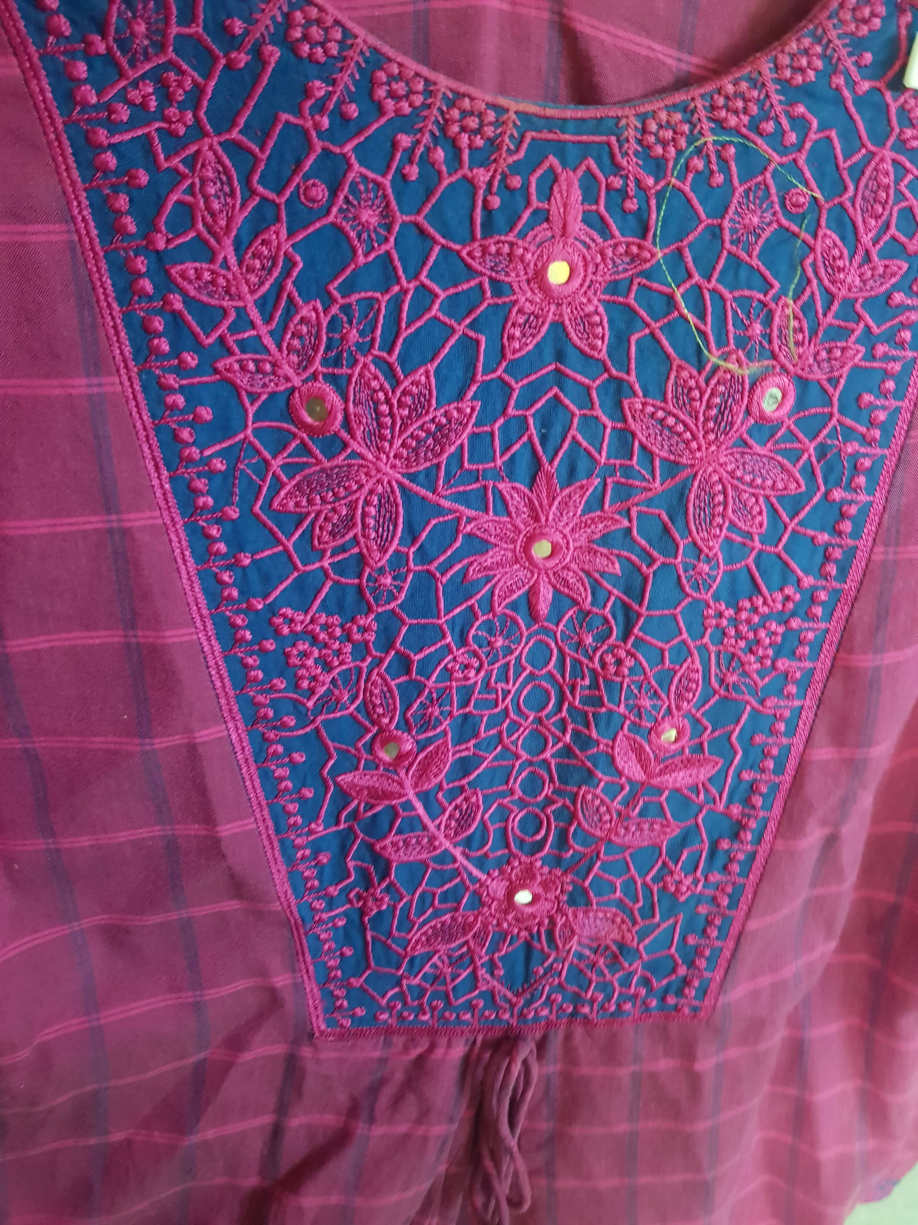 Ethnic | Pink flared Embroidered shirt | Women Branded Kurta |Small | Worn Once