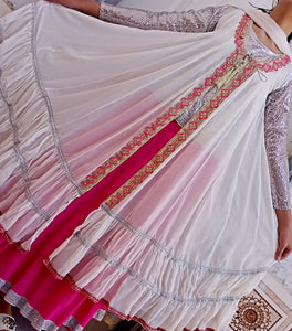 White Frok with Pink Lehanga | Women Locally Made Formals | Medium | Worn Once