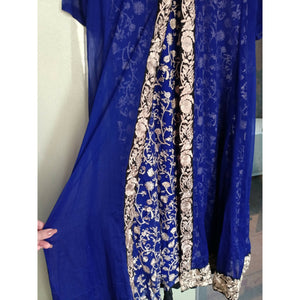 Electric Blue Chiffon Double Layer Maxi | Women Froks & Maxis | Medium | Worn Once