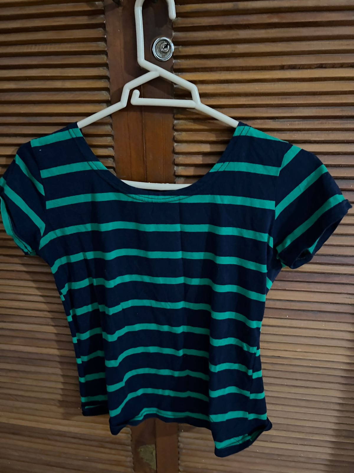 Mantra | Black Green Striped Top | Women Tops & Shirts | Preloved