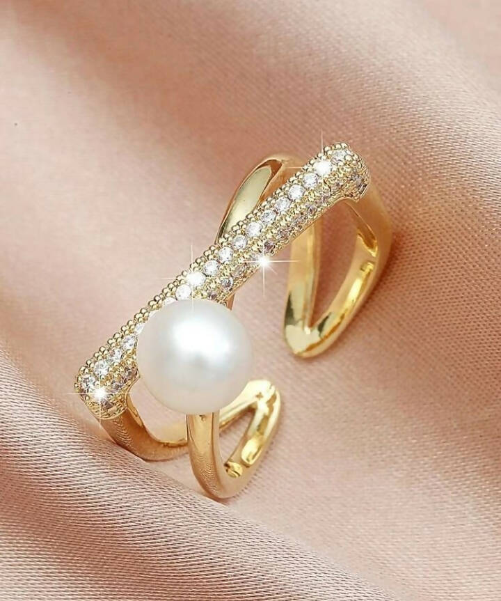 Shein | Rhinestone & Faux Pearl Decor Cuff Ring | Women Jewelry | Brand New