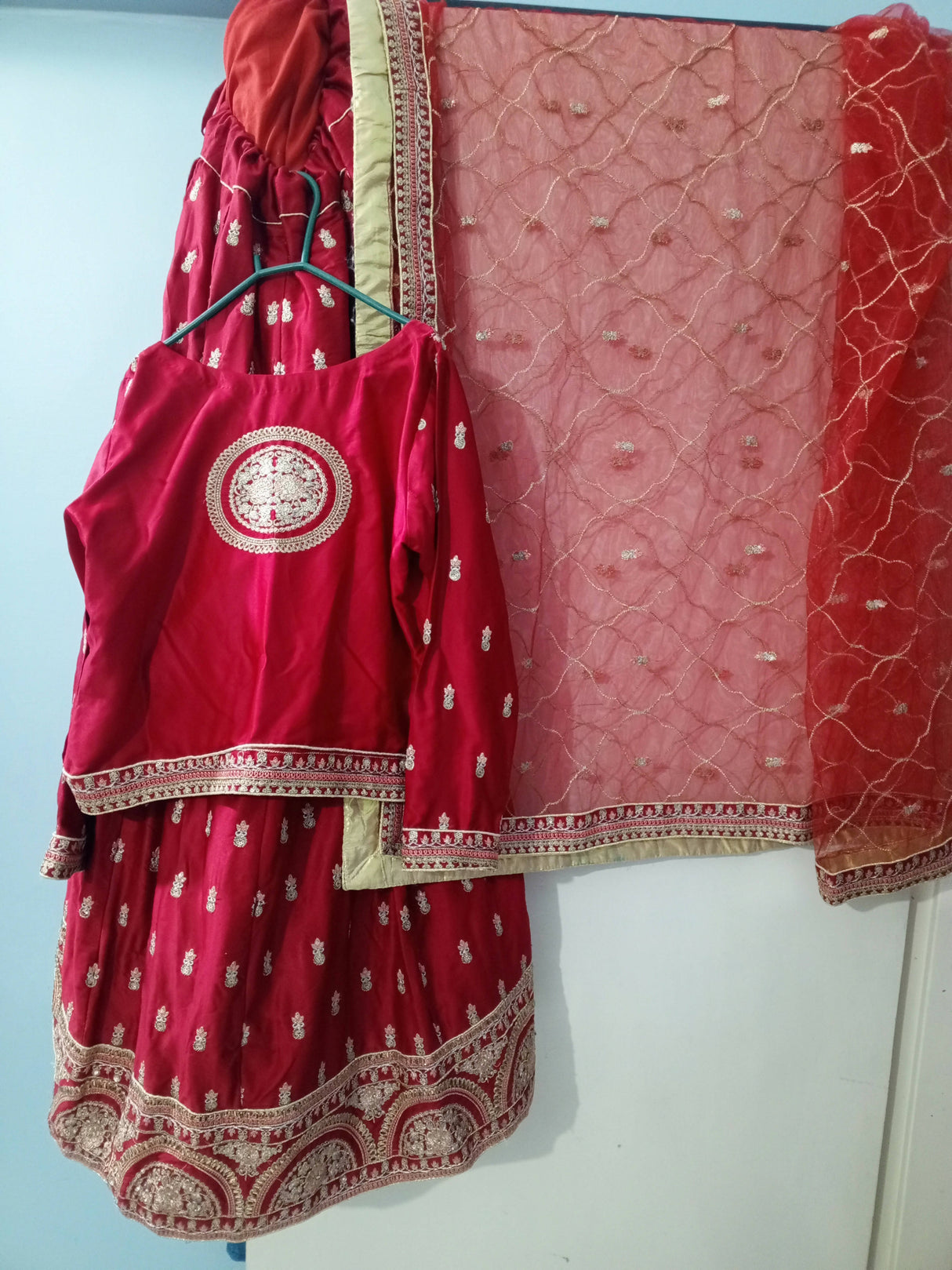 Red Festive Lehnga Suit | Women Bridals | Medium | Worn Once