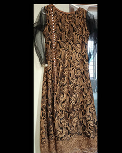 Black Gold Net Maxi | Women Froks & Maxis | Medium | New