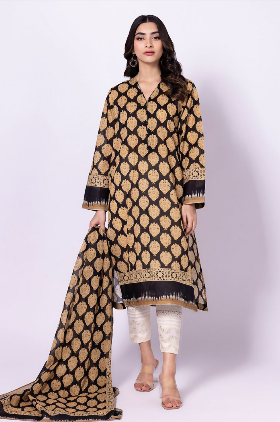 khaadi | Printed Lawn 3pc New (Size: M ) | Women Branded Kurta | New