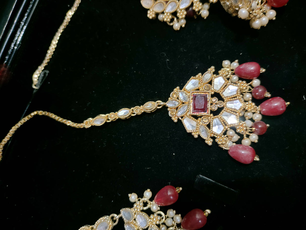Deep Red Bridal jewelry | Women Jewelry| Worn Once