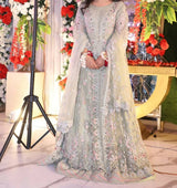 Embroidered Pista Color Long Maxi | Women Frocks & Maxis | Medium | Worn Once