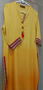 Mustard & Orange Kurta | Women Locally Made Kurta | Large | Worn Once