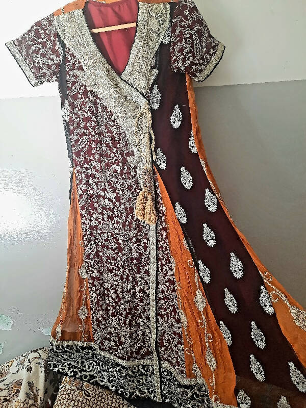 Orange Frock Full Embroidered | Women Froks & Maxi | Medium | Worn Once