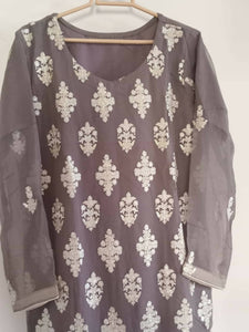 Grey Formal 3 pcs suit embroidered | Women Kurta | Brand New