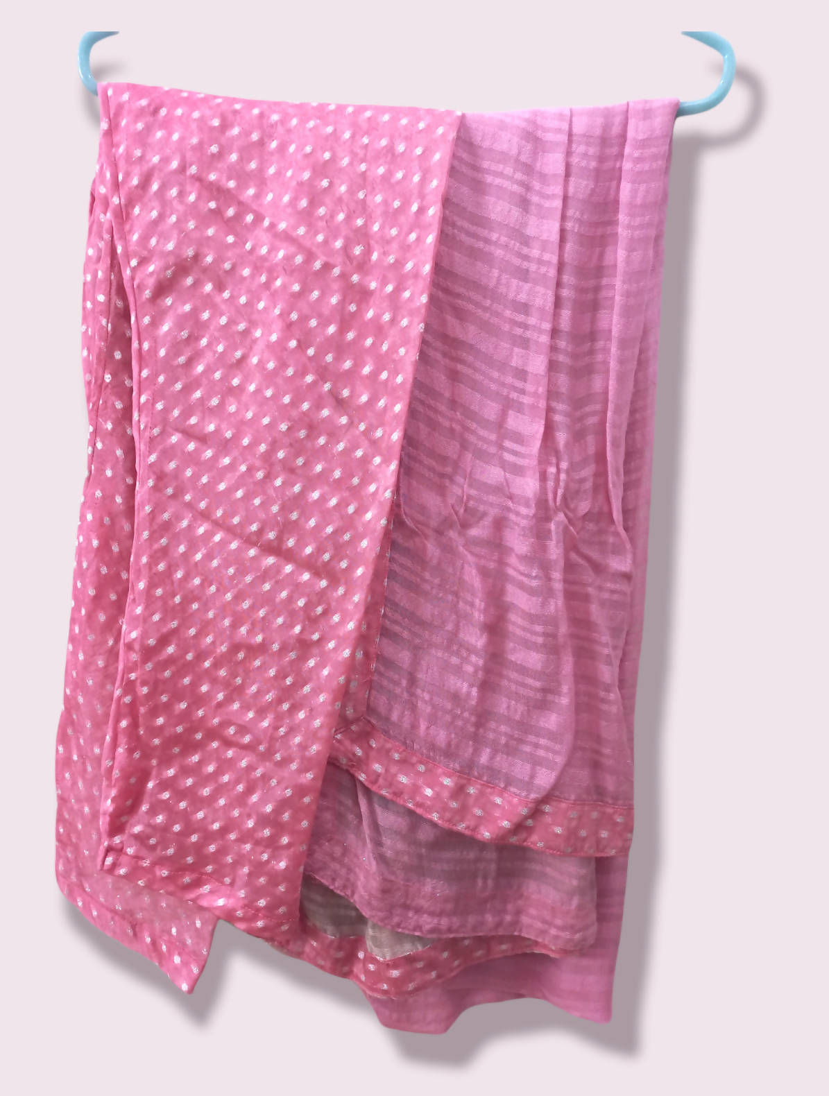 Pink Self Customized Angrakha With Dupatta and Trousers | Women Frocks & Maxis |Medium | Preloved