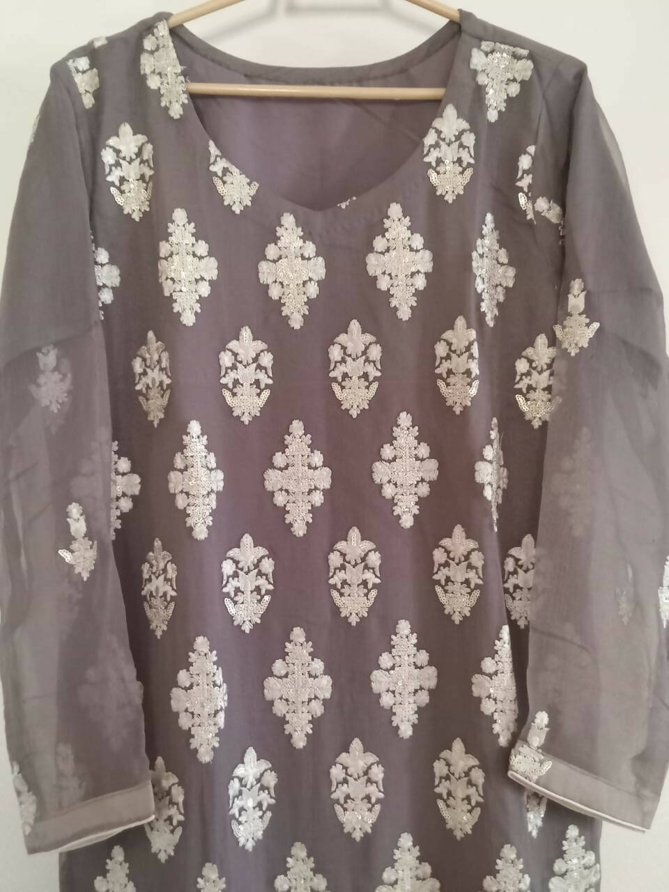 Grey Formal 3 Pcs Suit Embroidered | Women Locally Made Formals | X-Large | New