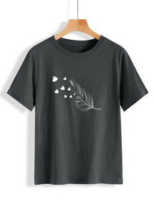 Fashion Holic | Leaf Printed (ALL SIZES) | Half Sleeves T-Shirt | Women Tops and Shirt | New