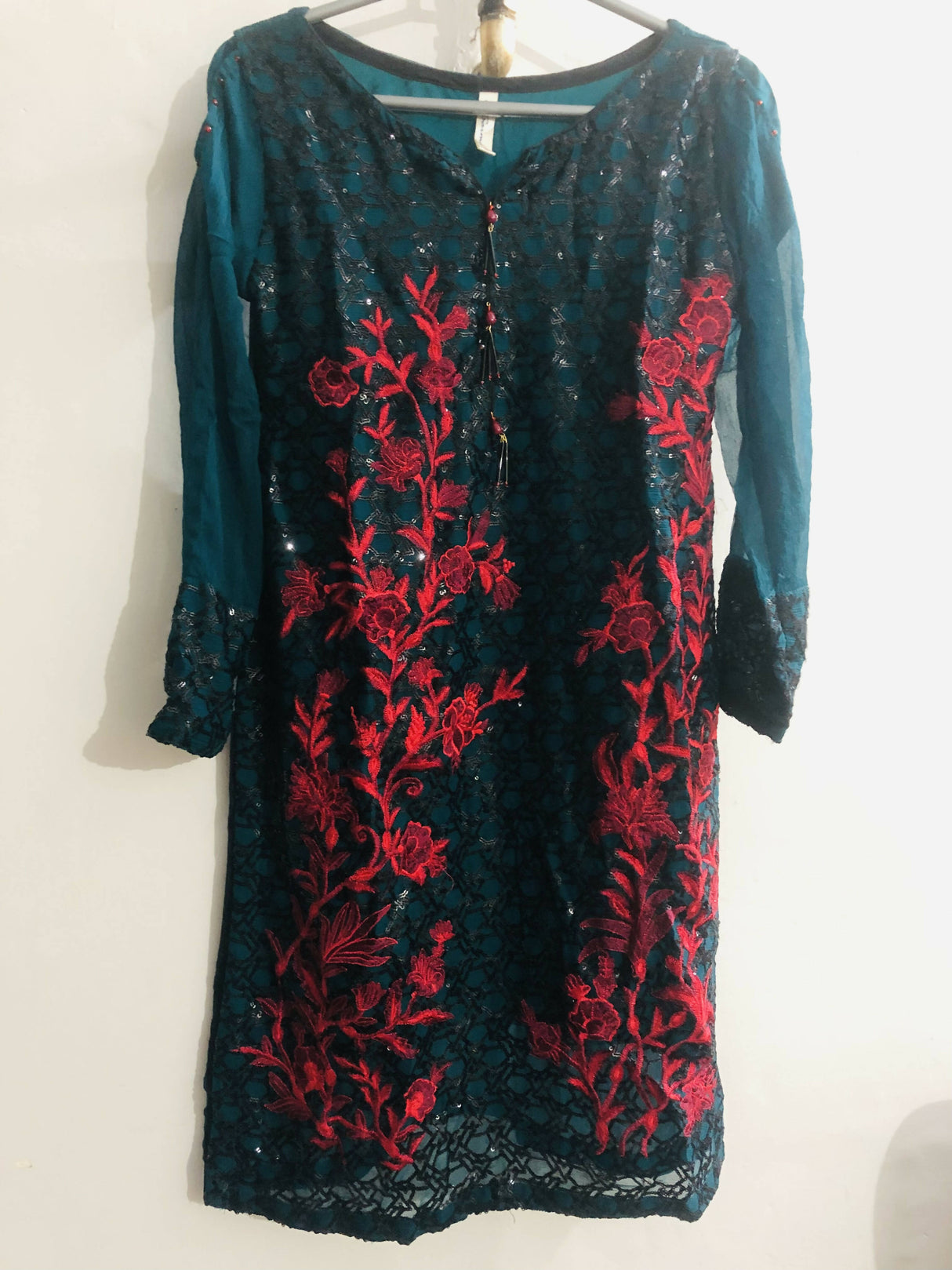 Saima.B | Green Shirt With Trouser | Women Branded Formals | Small | Preloved