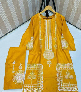 2 Pcs Printed Arabic Lawn Stitched Suit | Women Locally Made Kurtas | Brand New