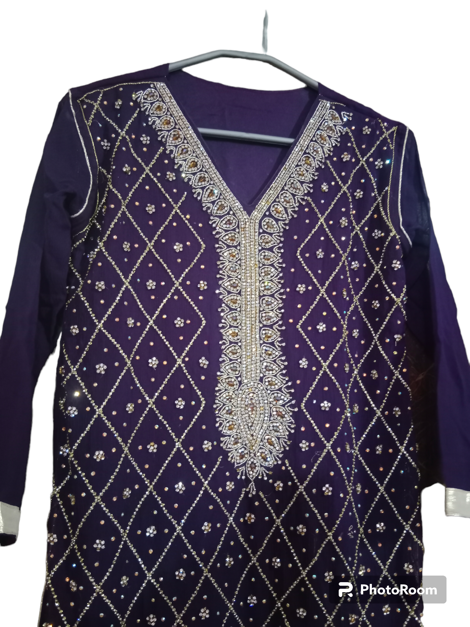 Purple Fancy Kurta with Plazo | Women Formals | Small to Medium | Preloved