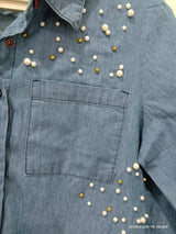 کوگر | برانڈڈ بلیو شرٹ (سائز: ایم) | خواتین کے ٹاپس اور شرٹس | نئی