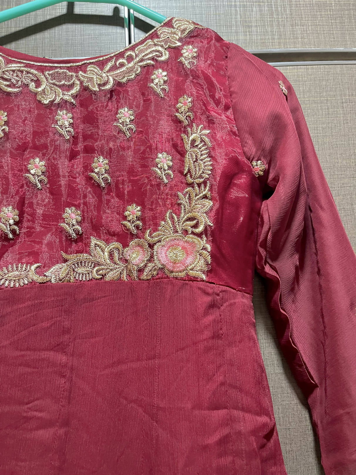 Maron Frock and Dupatta | Women Frocks & Maxis | Small | Worn Once