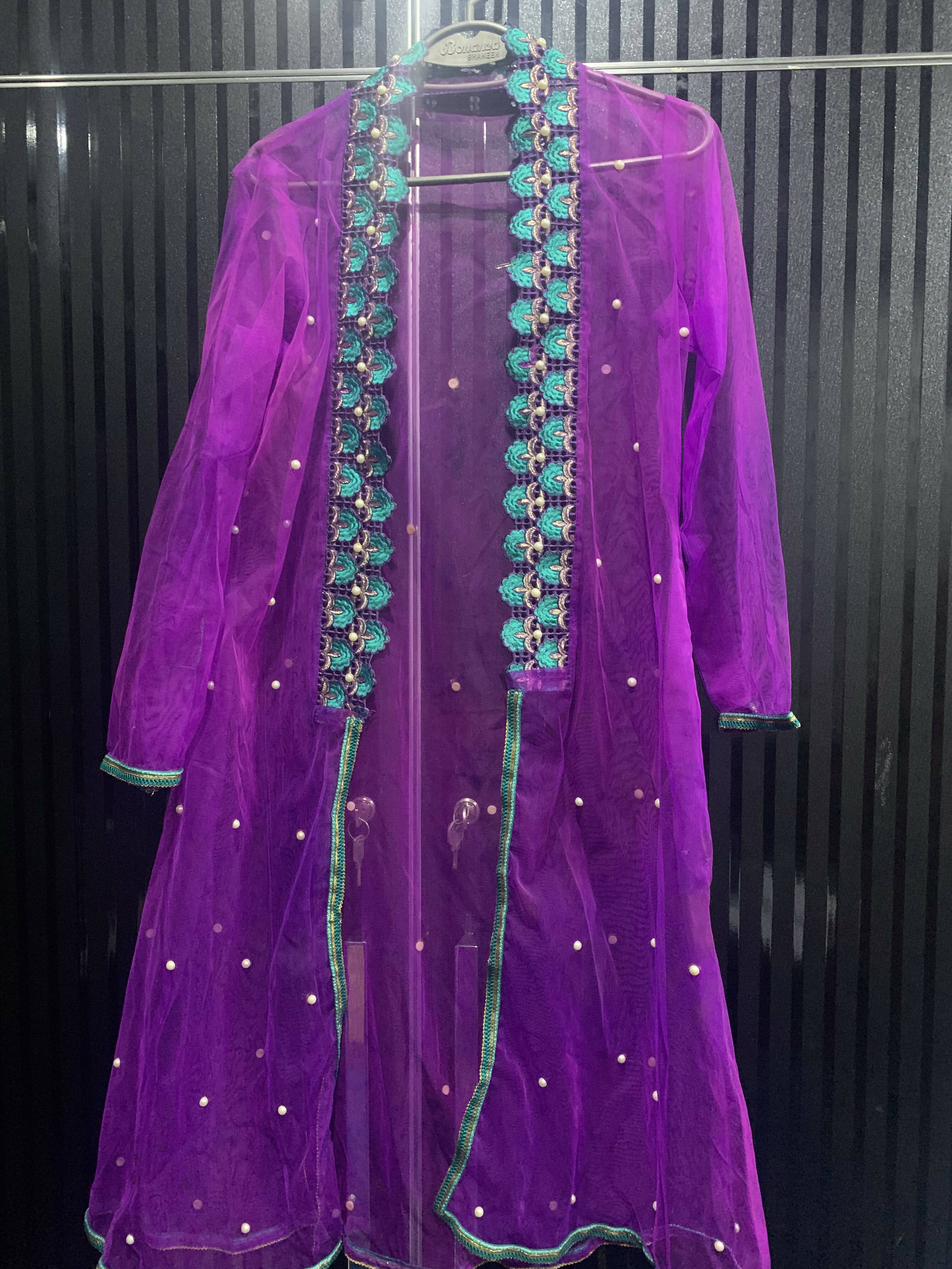 Violet Net Gown with Pearl and laces (size: M) | Women Formals| New