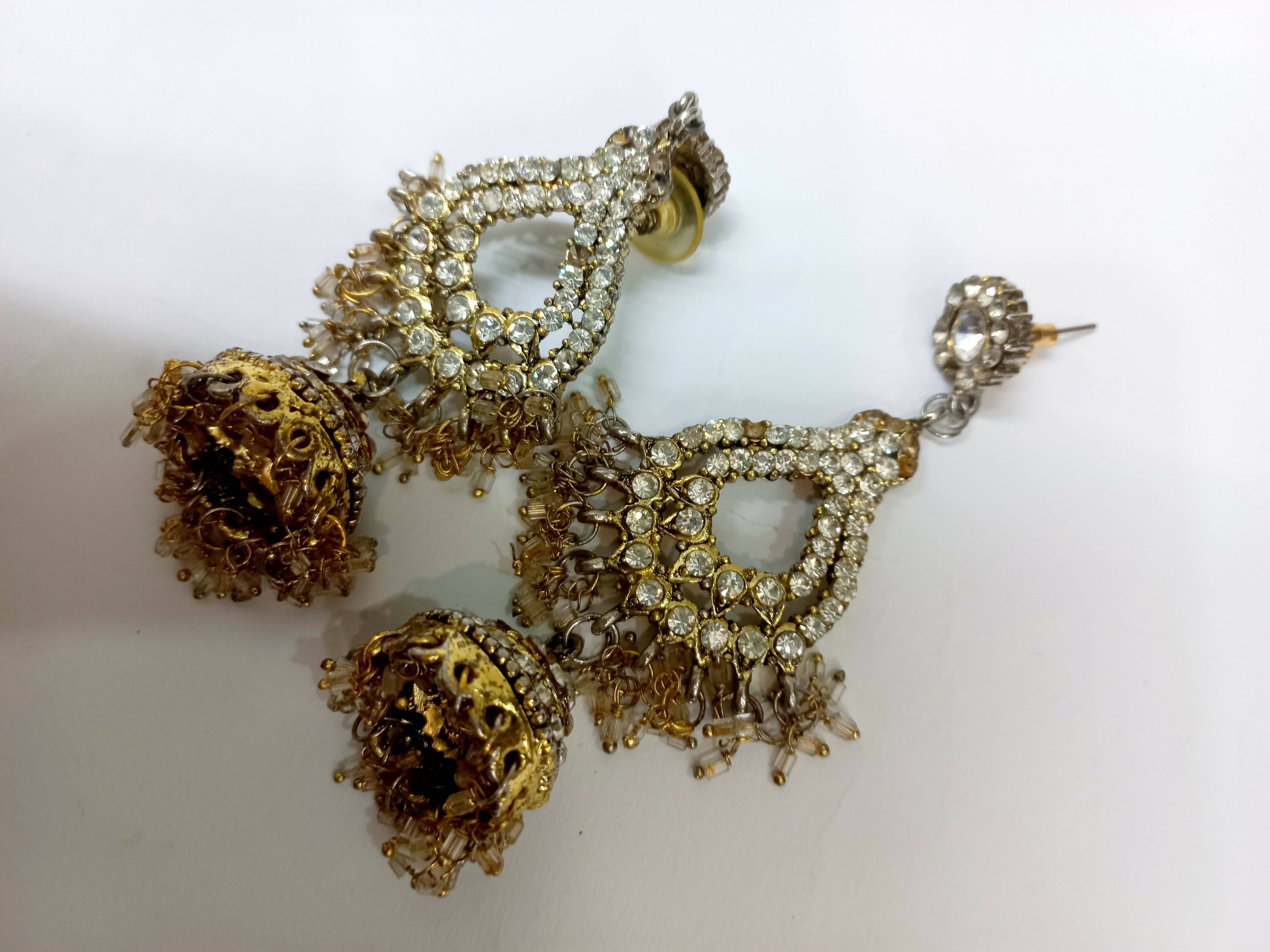 Golden Festive Heavy Earrings | Women Jewellery | Large | Worn Once