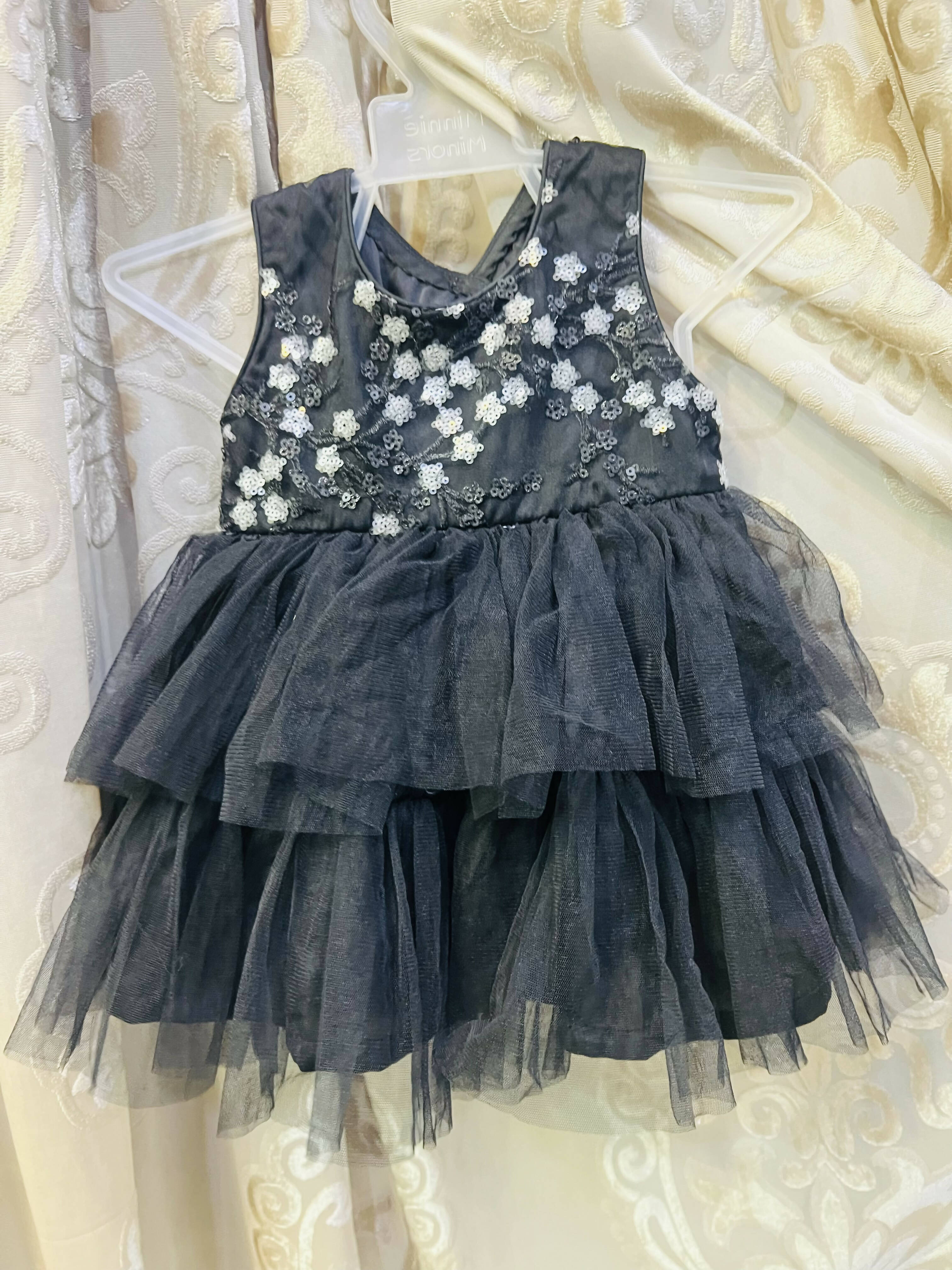 Minnie Minors | Black Baby Frock (Size: S | 0 to 3 months )| Girls Skirt & Dresses | New