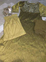 Stylish Dhaani Color Frocks | Mirror Embroidered Work | Women Frocks & Maxis | Large | New