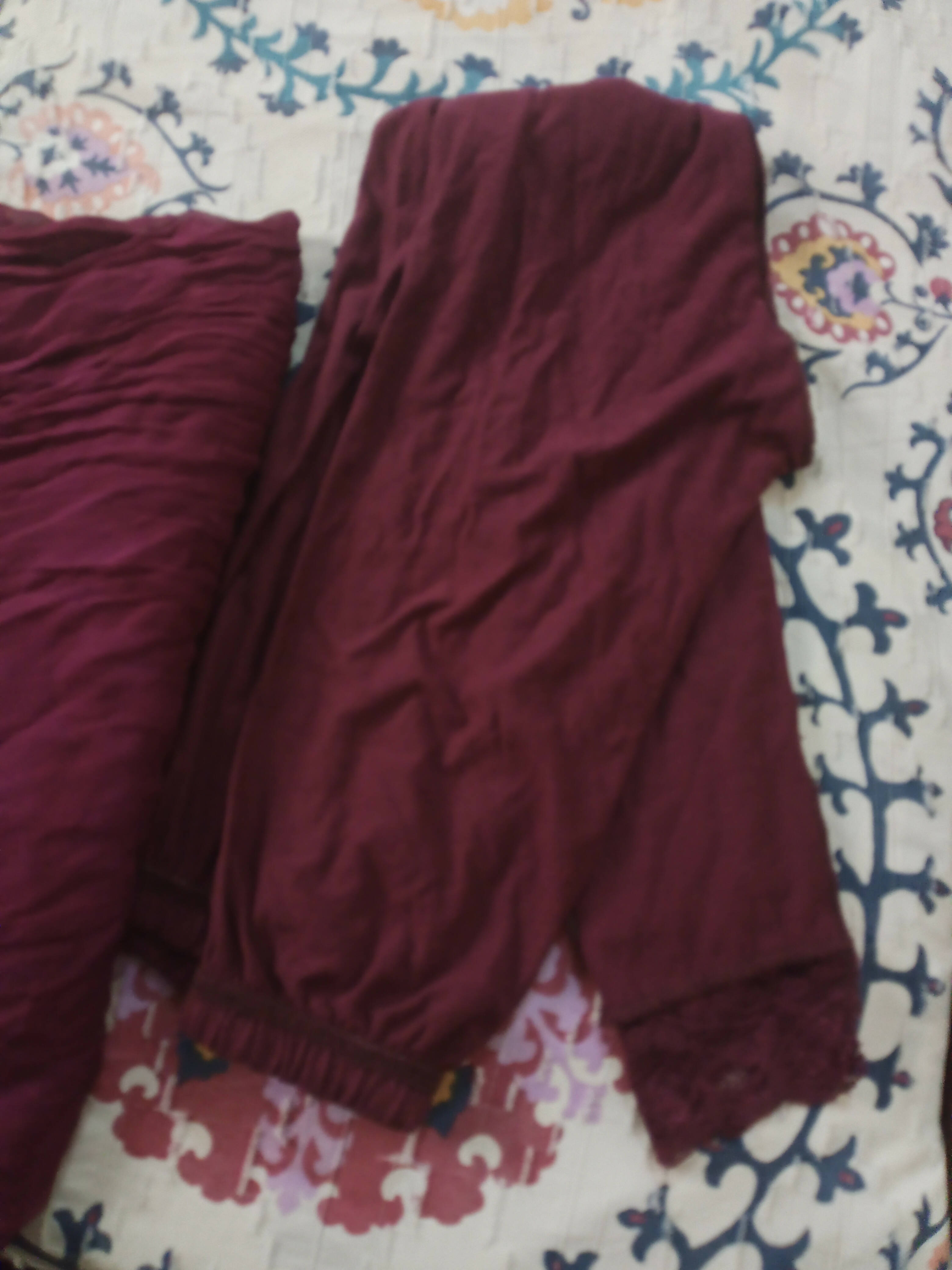 Stylish Maroon Velvet Suit | Women Froks & Maxis| Large | Worn Once